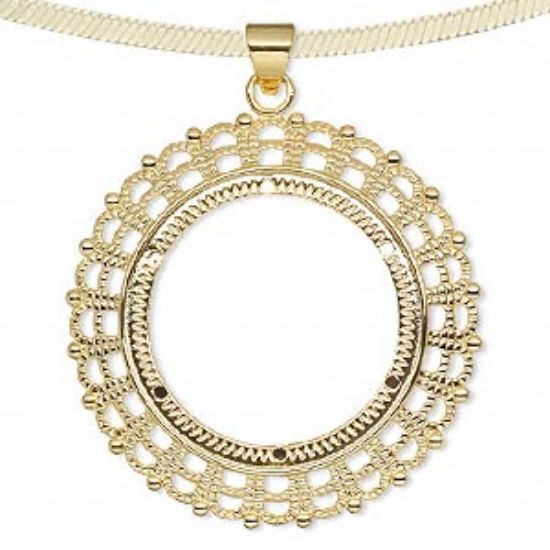 Picture of Pendant Setting 38mm round Filigree Gold Plate x1
