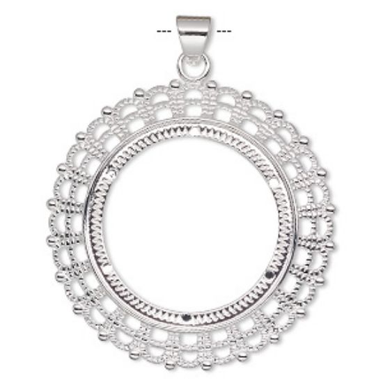 Picture of Pendant Setting 38mm round Filiegree Silver Plated x1
