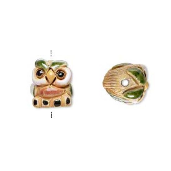 Picture of Ceramic Bead hand-painted Owl 14x11mm x1