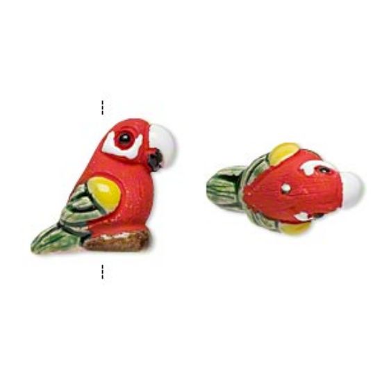 Picture of Ceramic Bead hand-painted Parrot 19x15mm x1