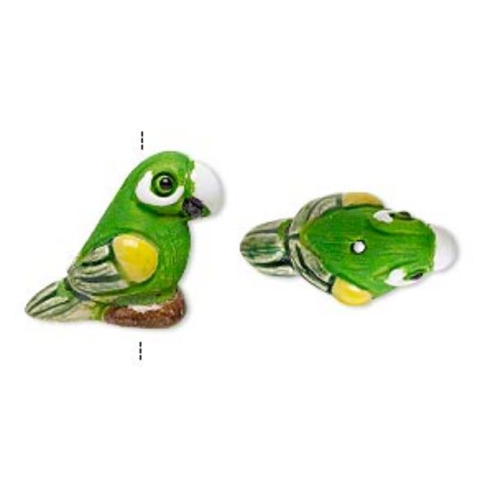 Picture of Ceramic Bead hand-painted Parrot 20x14mm x1