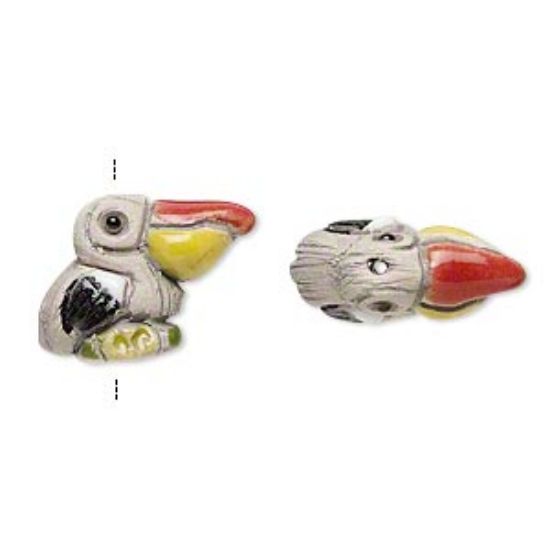 Picture of Ceramic Bead hand-painted Pelican 19x14mm x1