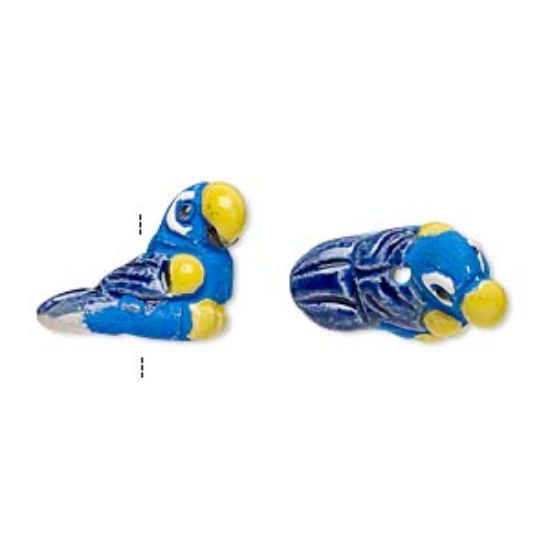 Picture of Ceramic Bead hand-painted Parrot 20x13mm x1