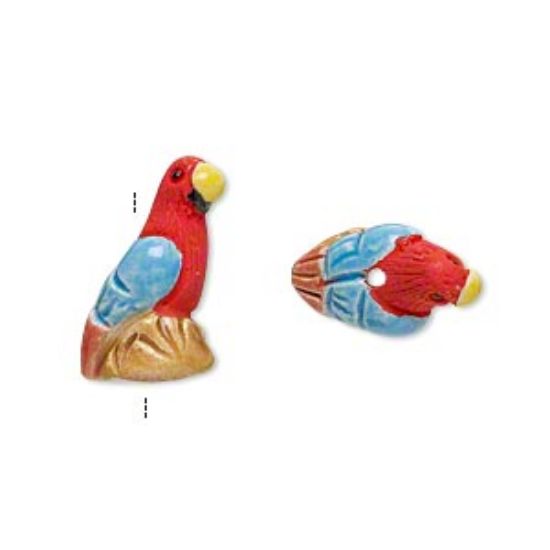 Picture of Ceramic Bead hand-painted Parrot 20x11mm x1