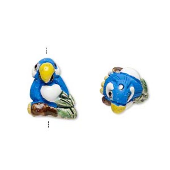Picture of Ceramic Bead hand-painted Parrot 15x12mm x1