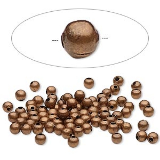 Picture of Metal Bead 3mm round Antiqued Copper x100