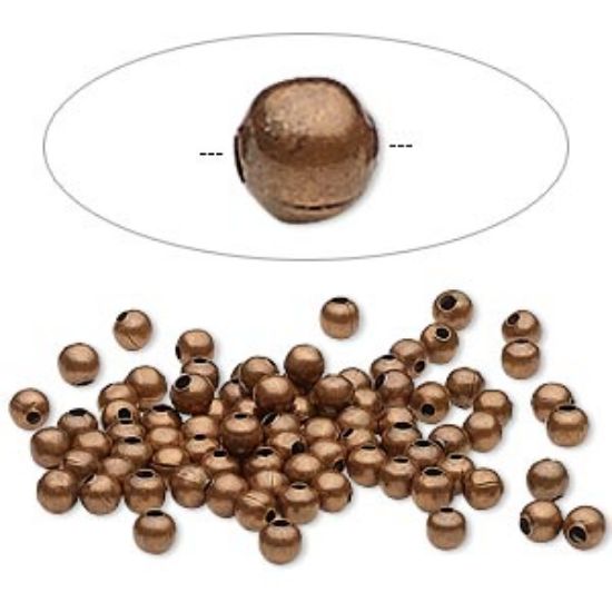Picture of Metal Bead 3mm round Antiqued Copper x50