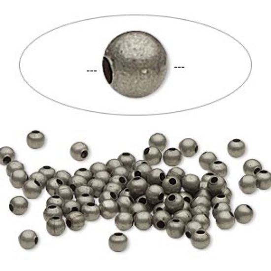 Picture of Metal Bead 3mm round Antiqued Silver x100