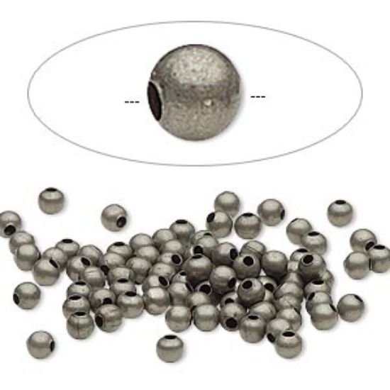 Picture of Metal Bead 3mm round Antiqued Silver x50