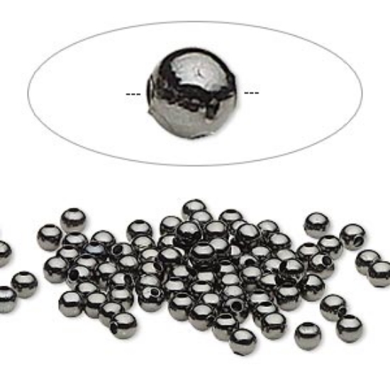 Picture of Metal Bead 3mm round Gunmetal x100