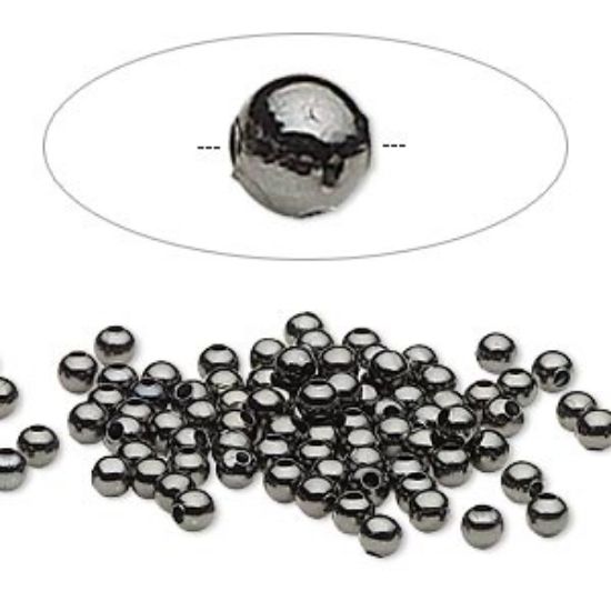 Picture of Metal Bead 3mm round Gunmetal x50