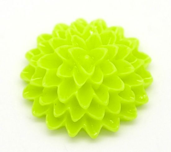 Picture of Cabochon Resin Flower 15mm Green x5