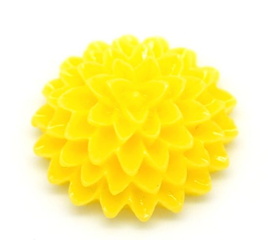 Picture of Cabochon Resin Flower 15mm Yellow x5
