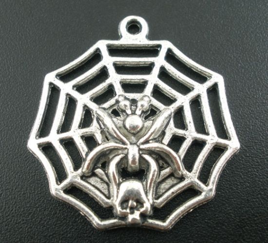 Picture of Charm Gothic Cobweb 30x32mm Antique Silver x5