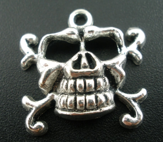 Picture of Charm Skull 23x22mm Antique Silver x1