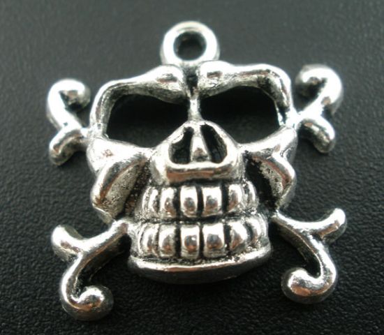 Picture of Charm Skull 23x22mm Antique Silver x5