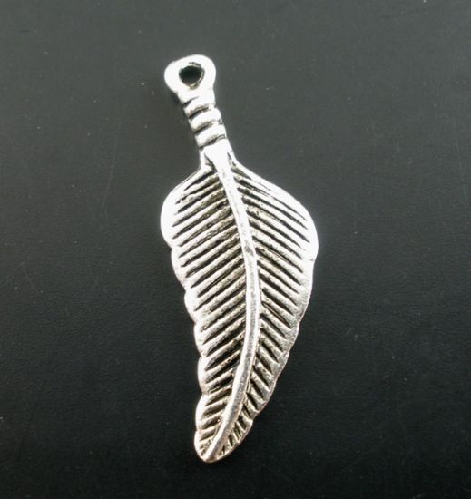 Picture of Charm Leaf  31x11mm Antiqued Silver x10