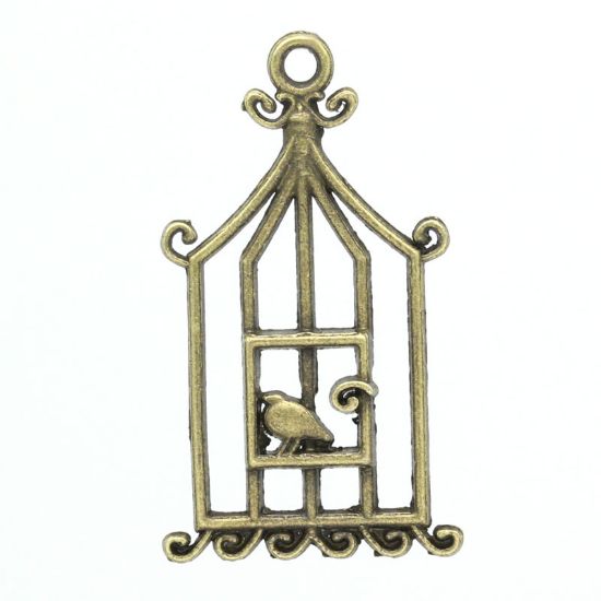 Picture of Charm Bird in Cage  32x18 mm Antiqued Bronze x20