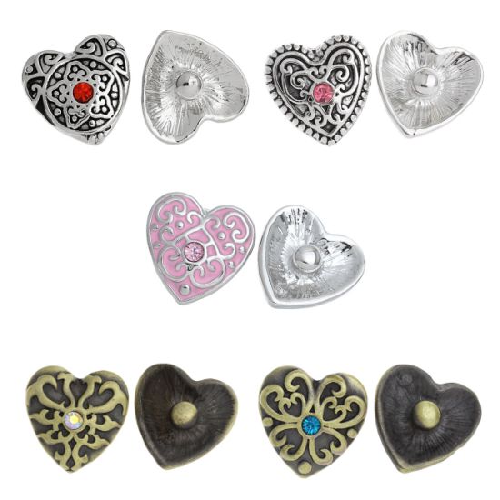 Picture of Chunk Button Heart 20.5mm Mix x5