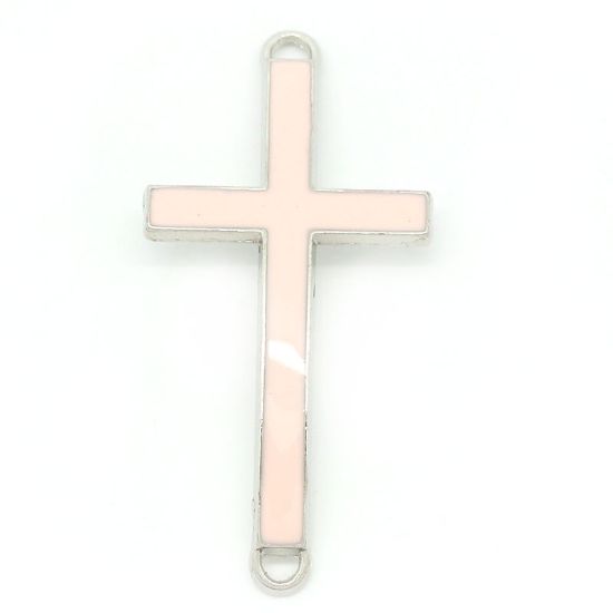 Picture of Spacer Enamel Cross 46x23mm Light Pink x1