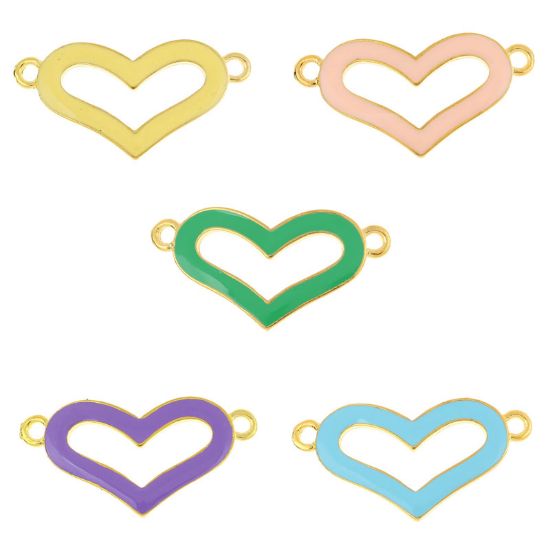 Picture of Spacer Enamel Heart 30x15mm Color Mix x5