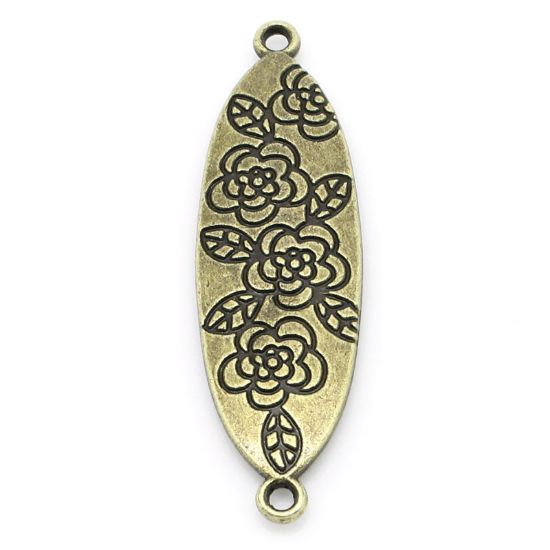 Picture of Link Flower Pattern carved 43x13mm Bronze x1