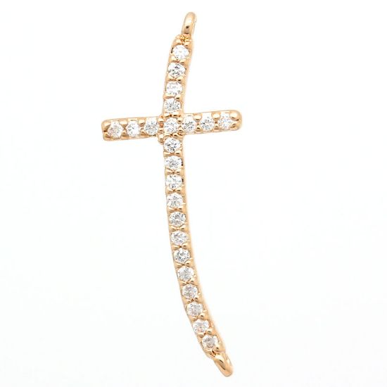 Picture of Spacer Cross 27x10 mm Micro Pavé cubic zirconia Rose Gold Tone x1