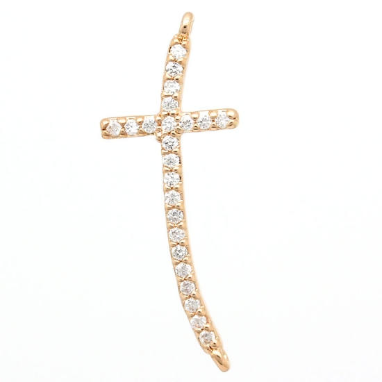 Picture of Spacer Cross 27x10mm Micro Pavé cubic zirconia Rose Gold x1