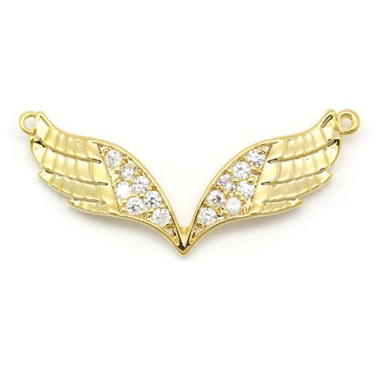 Picture of Spacer Wing 29x19mm Micro Pavé Cubic Zirconia Gold Plate x1