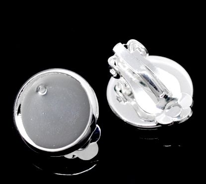 Image de Ear Clip Setting 12mm  round Silver x10