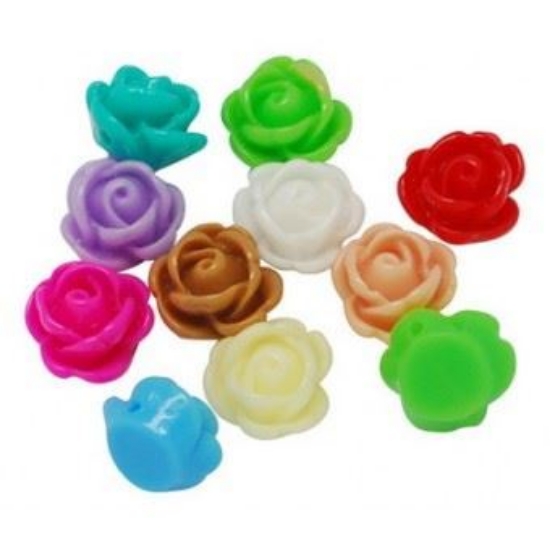 Picture of Resin Bead Rose 9mm Color Mix x50