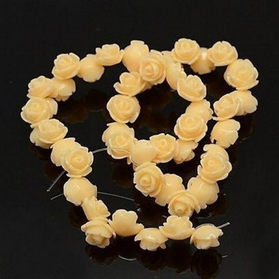 Picture of Resin Bead Flower 11mm Light Yellow  x10