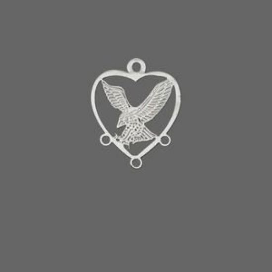 Picture of Filigree 21x17mm Heart with Eagle 3 loops Silver Plated x1