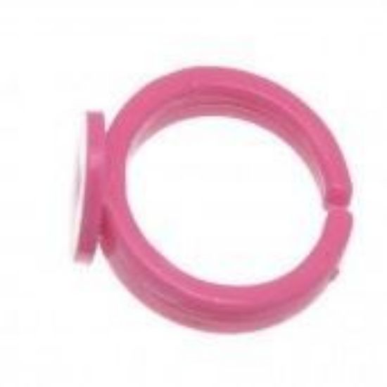 Picture of Acrylic Ring flat pad 9mm round Fuchsia x5