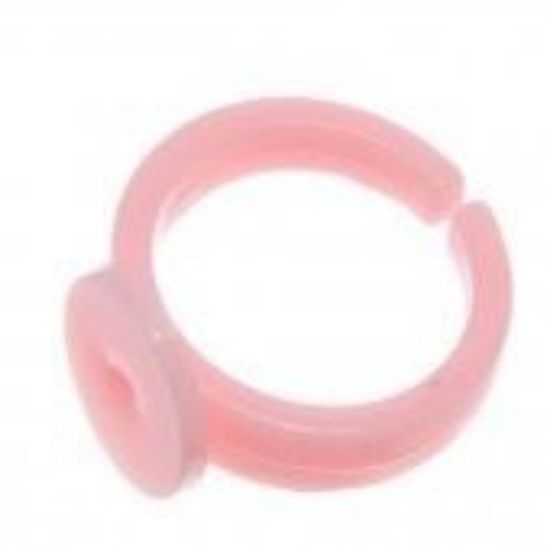 Picture of Acrylic Ring flat pad 9mm round Pink x5