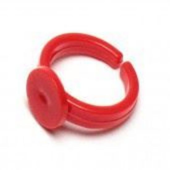 Picture of Acrylic Ring flat pad 9mm round Red x5