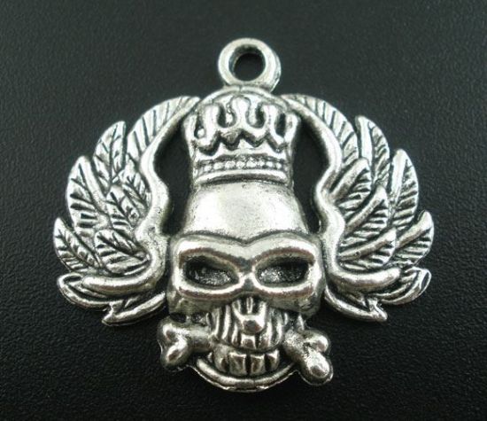 Picture of Pendant Skull 30x31mm Antiqued Silver x1