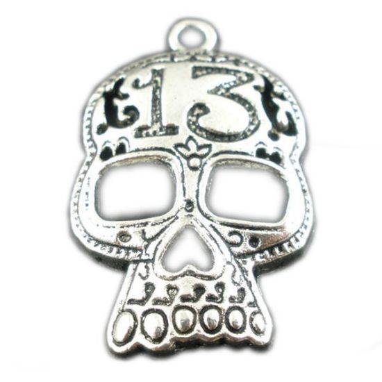 Picture of Pendant Skull "13" 39x24mm Antique Silver x1