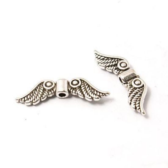 Picture of Bead Angel Wings 23x3mm Antique Silver Plate x10