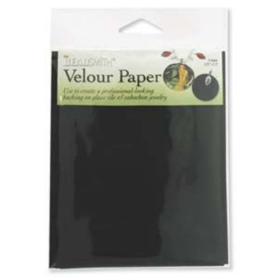 Picture of Velours papier, zwart, 4.25x5.5 inch. Verkocht per pkg van 4 vellen.