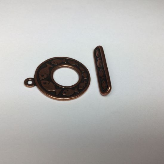 Picture of Clasp Toggle 24.5mm go-go with fish design Antiqued Copper x1