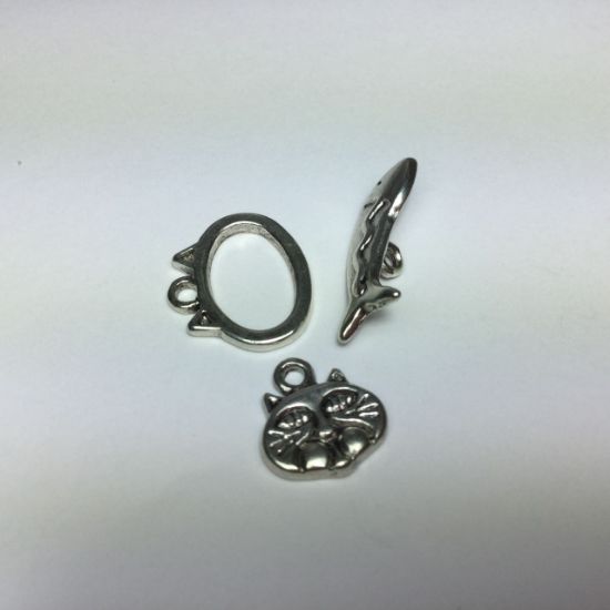 Picture of Clasp Toggle Cat & Fish Silver Tone x1
