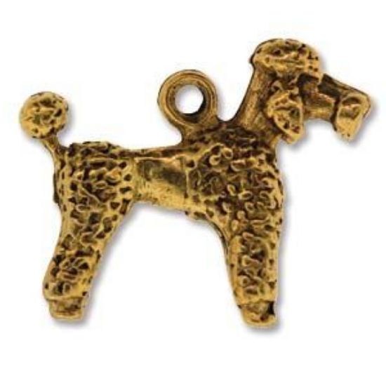 Picture of Pendant Poodle Dog 22x19mm Antique Gold x1