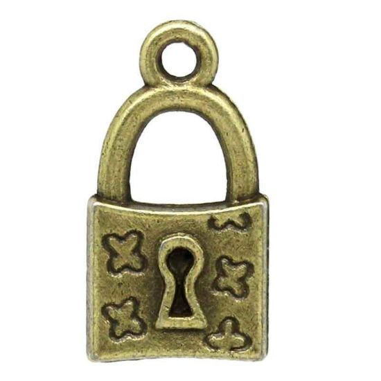 Picture of Charm Lock 18x10 mm Antique Bronze x10