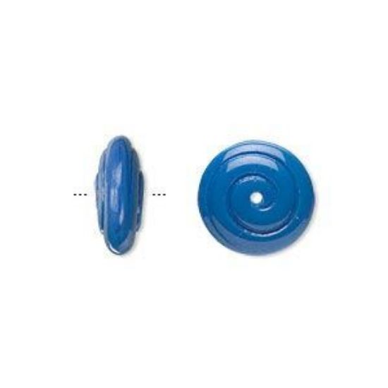 Picture of Bead, Czech pressed glass, opaque blue, 13.5x5.5mm spiral. Sold per pkg of 10.