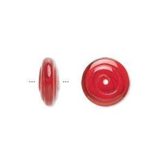 Picture of Bead, Czech pressed glass, light red, 13.5x5.5mm spiral x10