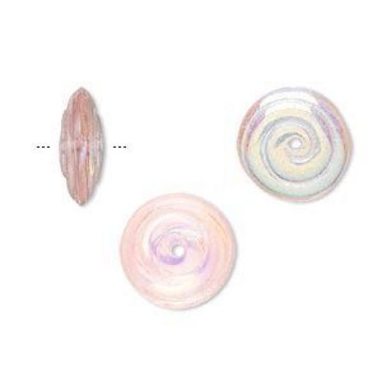 Picture of Czech pressed glass, light rose AB, 13.5x5.5mm spiral. Sold per pkg of 10.