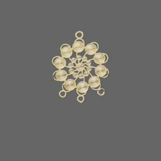 Picture of Filigree Snowflake 22x18mm w/ 3 loops Gold Tone  x1