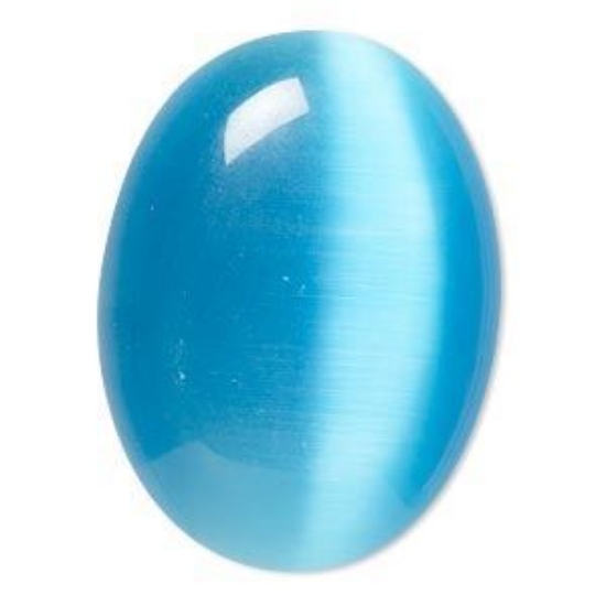 Picture of Cat Eye Glass Cabochon 40x30mm Aqua x1