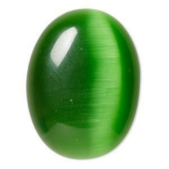 Picture of Cabochon cat's eye glass 40x30mm Green x1